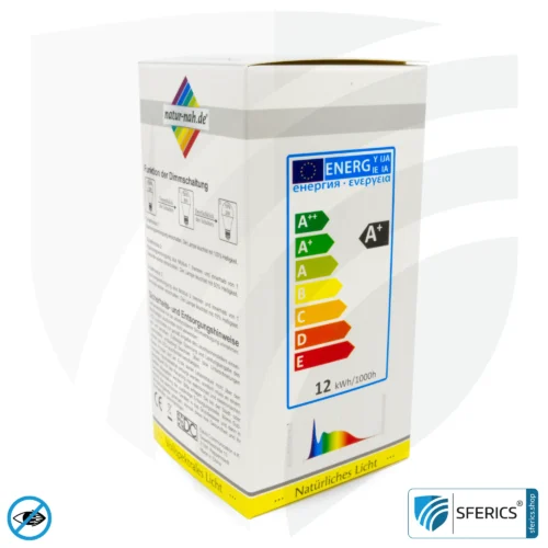 11 watt LED full spectrum 3step | dimming without dimmer: bright like 100 watts (100%), 50% or 15%, 1000 lumens | CRI 95 | flickerfree | daylight | E27 | business quality