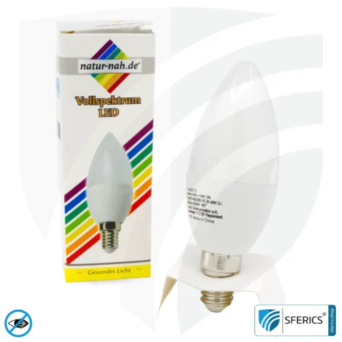 4.5 watt LED full spectrum candle | bright like 45 watts, 350 lumens | CRI 95 | flickerfree | daylight | E14 | business quality