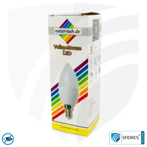 4.5 watt LED full spectrum candle | bright like 45 watts, 350 lumens | CRI 95 | flickerfree | daylight | E14 | business quality