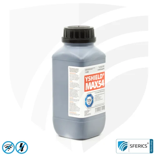 Shielding paint MAX54 | RF screening attenuation against electrosmog up to 100 dB at 40 GHz | TÜV SÜD certified | developed for maximum shielding against electrosmog by 5G or WIFI 6