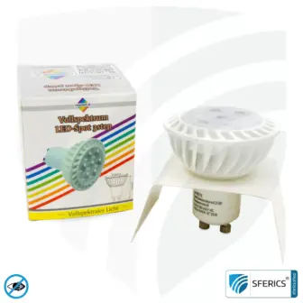 6 watt LED spot full spectrum 3step | dimming without dimmer: bright like 35 watts (100%), 50% or 15%, 480 lumens | CRI 95 | flickerfree | daylight | GU10 | business quality 23 6 watt LED spot full spectrum 3step | dimming without dimmer: bright like 35 watts (100%), 50% or 15%, 480 lumens | CRI 95 | flickerfree | daylight | GU10 | business quality