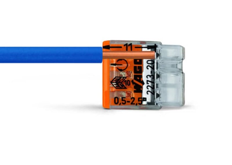 Strip solid conductor to 11 mm / 0.43 inch (see marking).