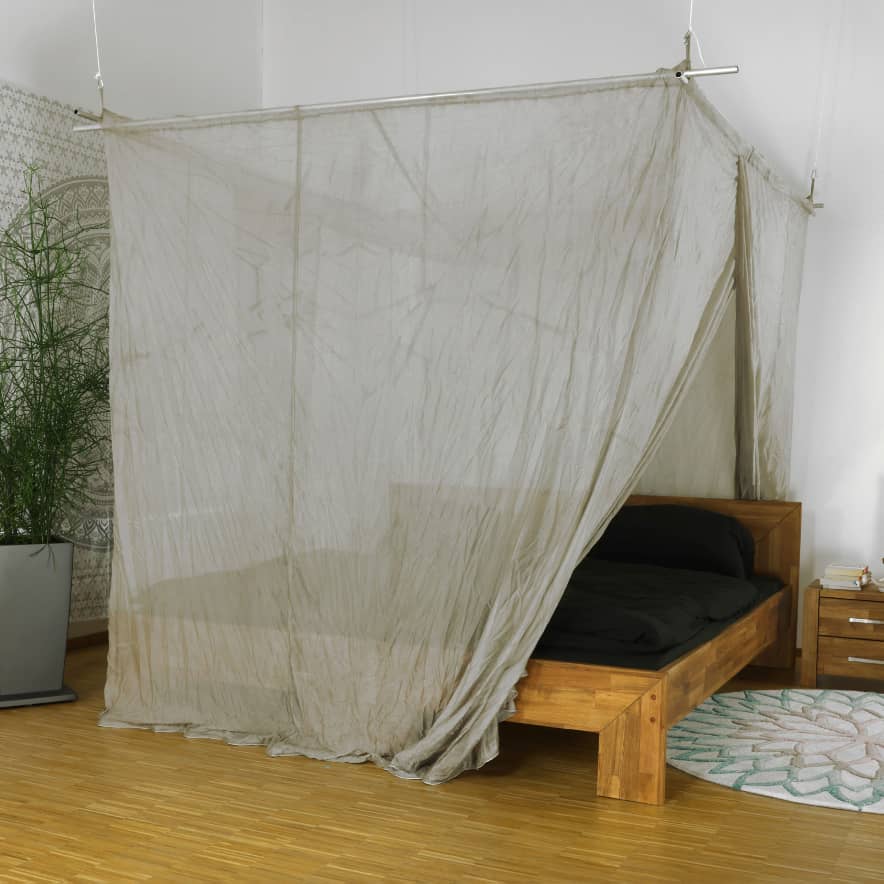 Shielding canopy Electrosmog PRO | 99.999% screening attentuation against WIFI, RF radiation (HF shielding up to 50dB) | groundable | effective against 5G! Double bed. Feedbild.