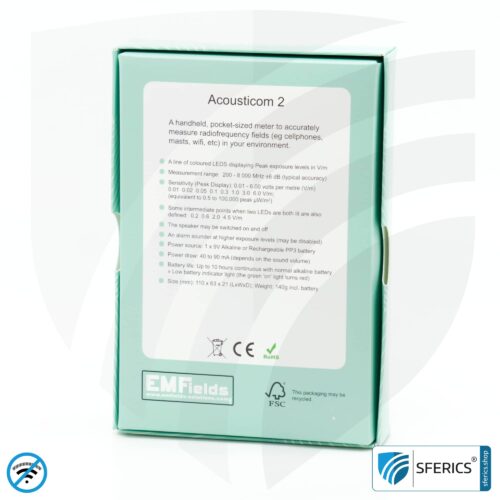 ACOUSTICOM 2 electrosmog detector | Broadband HF meter for beginners | Detection of EMF radio radiation up to 8 GHz, including 5G!