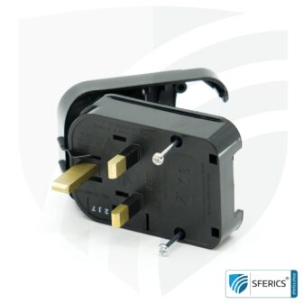Adapter SCP3 Schuko plug type EF to UK plug type G | with high quality grounding and 13 amp fuse | travel adapter