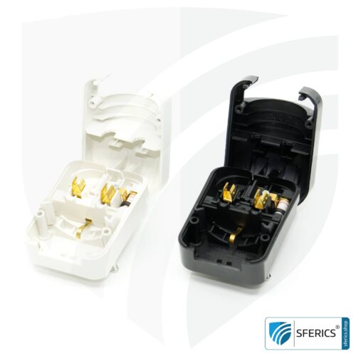 Adapter SCP3 Schuko plug type EF to UK plug type G | with high quality grounding and 13 amp fuse | travel adapter