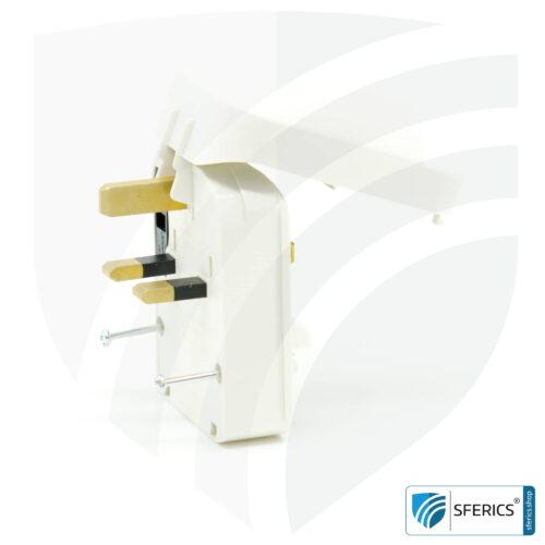 Adapter SCP3 Schuko plug type EF to UK plug type G | with high quality grounding and 13 amp fuse | travel adapter