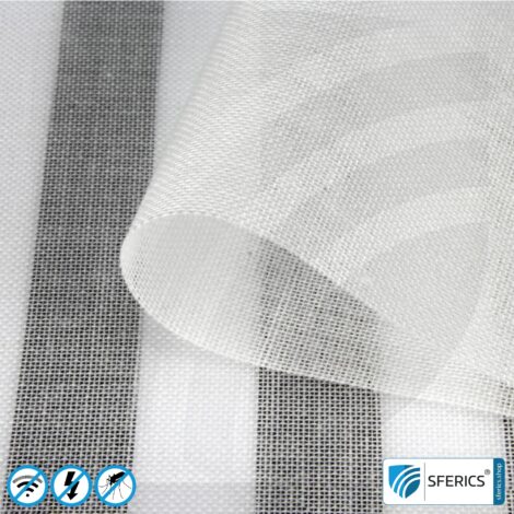 EVOLUTION shielding fabric | ideal for production of curtains and canopies | RF screening attenuation against electrosmog up to 31 dB | TÜV-SÜD quality tested