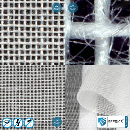 EVOLUTION shielding fabric | ideal for production of curtains and canopies | RF screening attenuation against electrosmog up to 31 dB | TÜV-SÜD quality tested