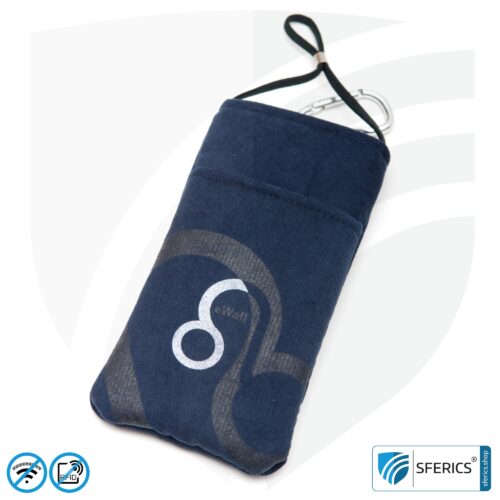 Cell phone pouch eWall for the smartphone | DARK-BLUE | anti electrosmog incl. 5G | 3in1 protection incl. RFID blocker | cell phone case for iPhone, Android, ...