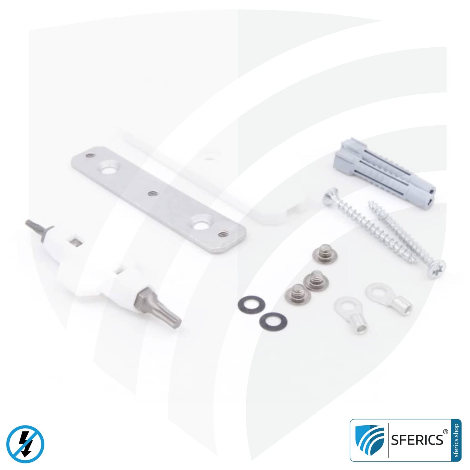 Grounding plate | stationary for indoor rooms | grounding of shielded surfaces | 20 x 80 mm