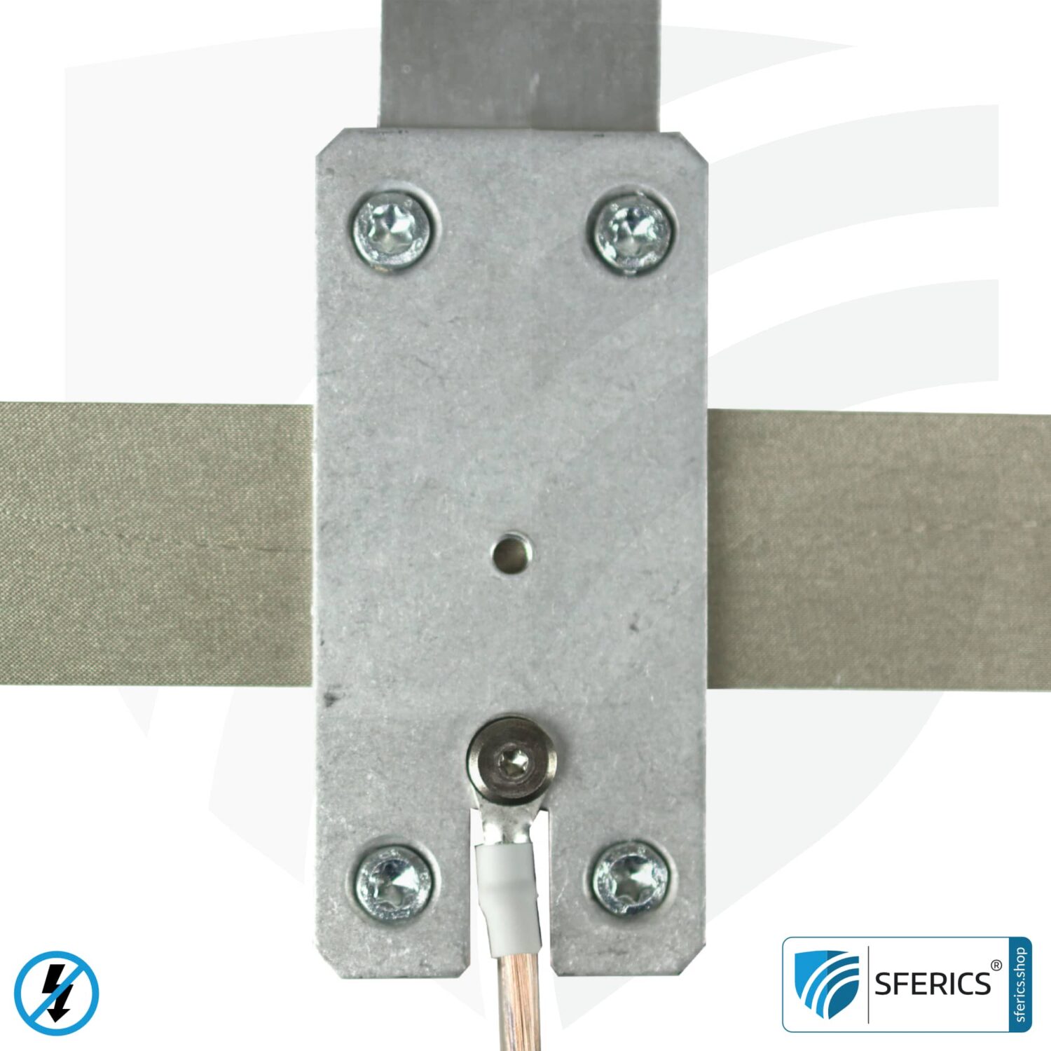 Grounding plate | stationary for indoor rooms | grounding of shielded surfaces | 40 x 80 mm