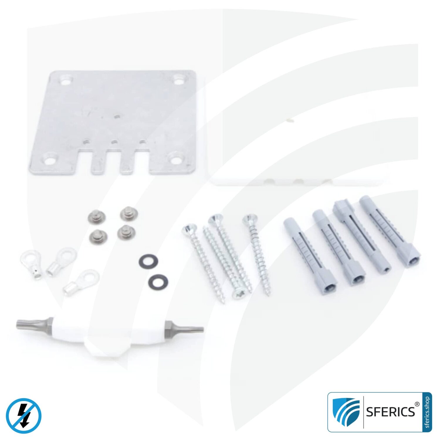 Grounding plate | stationary for indoor rooms | grounding of shielded surfaces | 80 x 80 mm