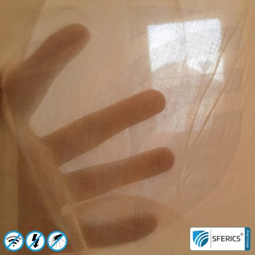NATURELL shielding fabric | ideal for curtains and canopies | RF screening attenuation against electrosmog up to 40 dB | TÜV-SÜD quality tested | 5G ready!