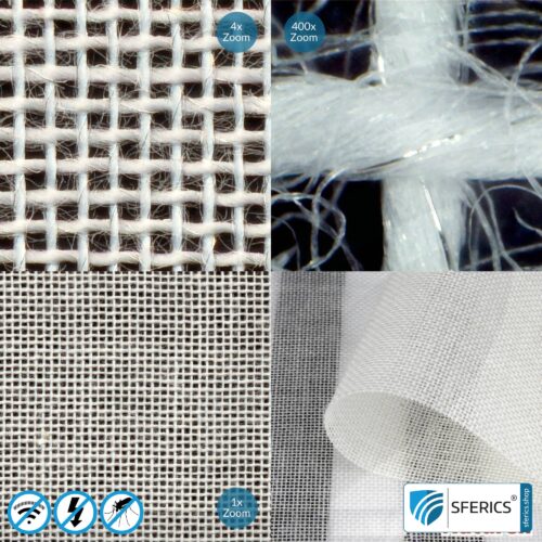 NATURELL shielding fabric | ideal for curtains and canopies | RF screening attenuation against electrosmog up to 40 dB | TÜV-SÜD quality tested | 5G ready!