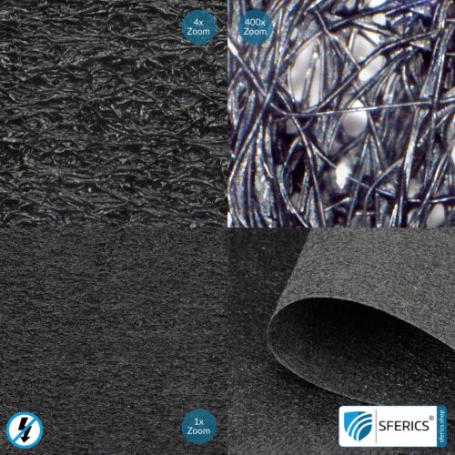 Shielding fleece NCV95 | Protection against electrosmog caused by alternating electric fields LF (domestic current) | For laying. 40 dB shielding effectiveness NF. 100 cm width.