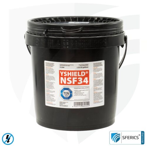 Shielding paint NSF34 | LF screening attenuation against electrosmog up to 80 dB | protection against low-frequency electrical fields (domestic electricity) | TÜV SÜD certified