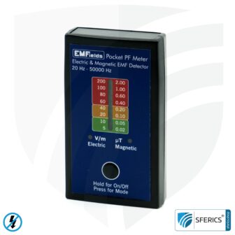 Pocket PF5 Meter | Potential-free low frequency measuring device for electrosmog | Detection of alternating electrical fields and magnetic fields | Measuring range 15 to 50,000 Hz
