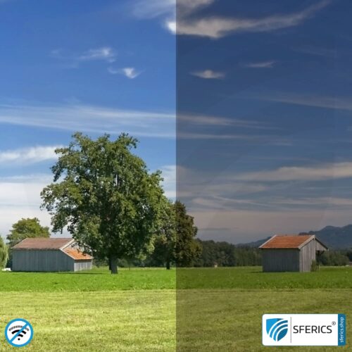 Shielding window film RDF25 | HF screening attentuation against electrosmog up to 35 dB | 25 % light transmission | Effective against 5G!