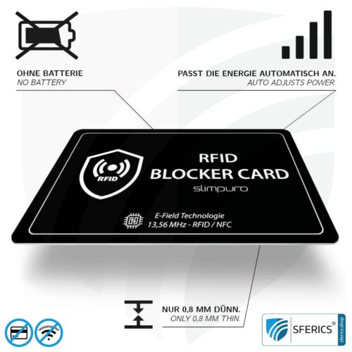 RFID NFC blocker card SLIMPURO | data protection for modern smart cards | EC card, credit card, ID card, ... | included in the set with the ZNAP wallet