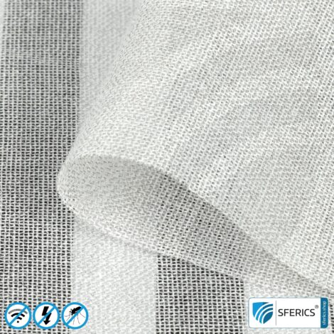 SILVER COTTON shielding fabric | ideal for production of canopies and curtains | RF screening attenuation against electrosmog up to 42 dB | groundable and does not discolour (stained) | Effective against 5G!