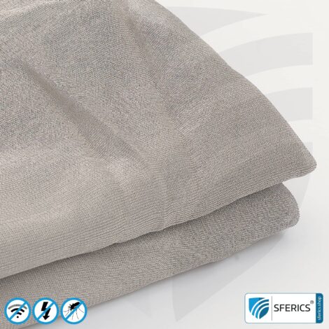 SILVER TULLE shielding fabric | ideal for production of canopies and curtains | RF screening attenuation against electrosmog up to 50 dB | TÜV-SÜD quality tested | Effective against 5G!