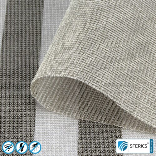 SILVER TULLE shielding fabric | ideal for production of canopies and curtains | RF screening attenuation against electrosmog up to 48 dB | Groundable LF | Effective against 5G!