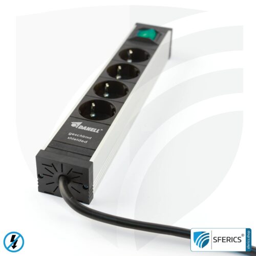 Socket strip 4-fold, shielded LF | with on/off switch | type EF (Schuko)