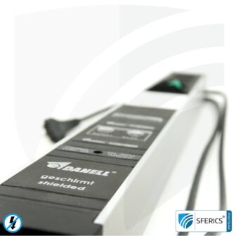 PC socket strip 6-way (4+2), shielded LF | with on/off switch, overvoltage protection and full protection HF filter system up to 80 MHz | Type J (Switzerland /LI)