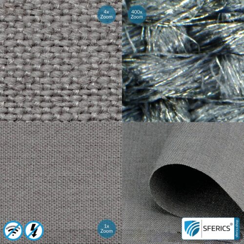 STEEL GRAY shielding fabric | for curtains, bedding and blankets | RF screening attenuation against electrosmog up to 42 dB | TÜV-SÜD quality tested | Effective against 5G!
