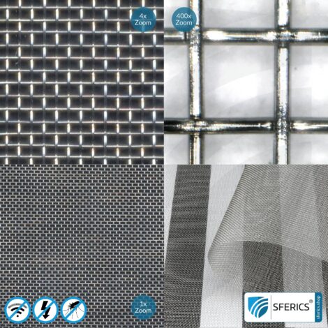 Shielding stainless steel gauze V4A03 | RF screening attenuation against electrosmog up to 55 dB | For laying. 90 cm width. Effective against 5G!