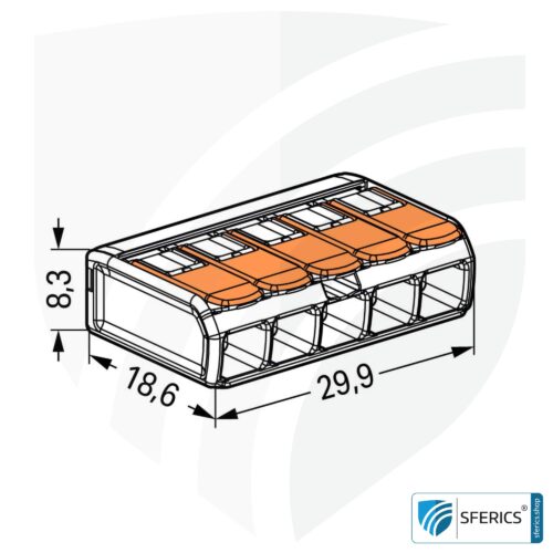 WAGO compact splicing connector, series 221 | model 221-415 | for 5 solid, fine-stranded and stranded cables | alternative to classic connector blocks