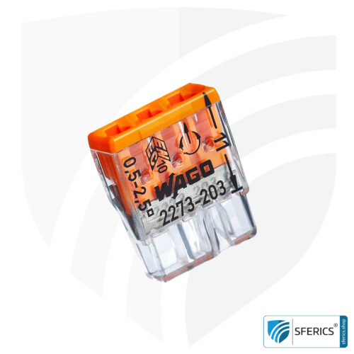 WAGO compact splicing connector | model 2273-203 | for 3 solid conductors | alternative to classic connector blocks