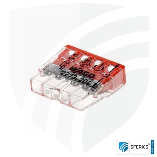 WAGO compact splicing connector | model 2273-204 | for 4 solid conductors | 100 pieces | alternative to classic connector blocks