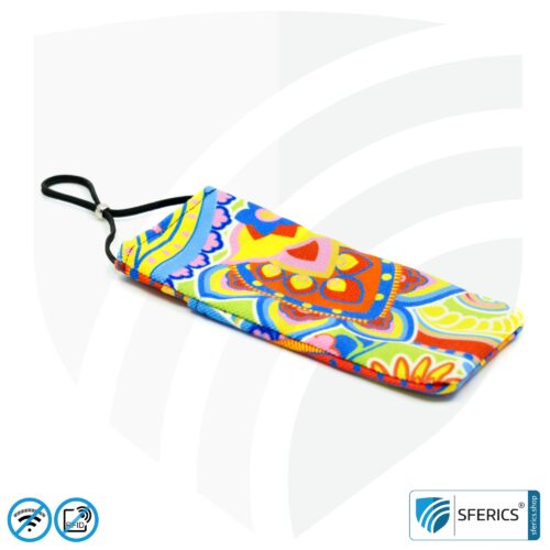 Cell phone case eWall for the smartphone | Unique in design RAINBOW.FLOWER | anti electrosmog incl. 5G | 3in1 protection incl. RFID blocker | cell phone case for iPhone, Android, ... | XL