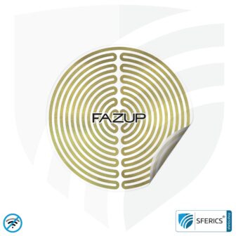 FAZUP antenna patch | edition GOLD | ferrite core for the wired headset included | innovative technology against electrosmog | protects against unnecessarily high radiation from your own mobile phone
