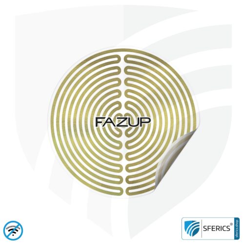 FAZUP antenna patch | GOLD | innovative technology against electrosmog | protects against unnecessarily high radiation from your own mobile phone | no esotericism or harmonization. reduction is measurable!