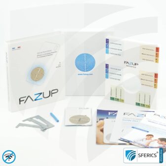 FAZUP antenna patch | edition GOLD | ferrite core for the wired headset included | innovative technology against electrosmog | protects against unnecessarily high radiation from your own mobile phone