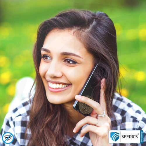 FAZUP antenna patch | edition GOLD | ferrite core for the wired headset included | innovative technology against electrosmog | protects against unnecessarily high radiation from your own mobile phone