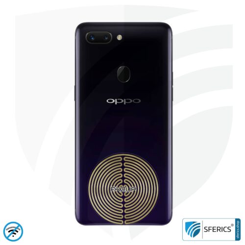 FAZUP antenna patch | edition GOLD | ferrite core for the wired headset included | innovative technology against electrosmog | protects against unnecessarily high radiation from your own mobile phone