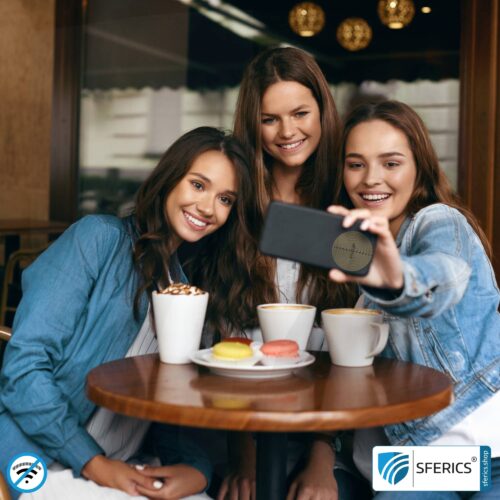 FAZUP antenna patch | edition GOLD | ferrite core for the wired headset included | innovative technology against electrosmog | protects against unnecessarily high radiation from your own mobile phone