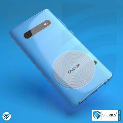 FAZUP antenna patch | SILVER | innovative technology against electrosmog | protects against unnecessarily high radiation from your own mobile phone | no esotericism or harmonization. reduction is measurable!