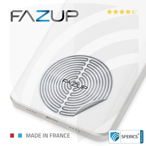 FAZUP Antenna Patch with radiation-free SFERICS® Air Tube earphones in a value set | SILVER | Protects ears and brain from unnecessary high exposure to EMF + magnetic fields