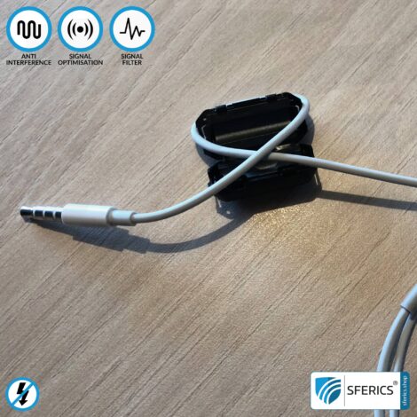 Ferrite core filter against electrosmog in the headset cable | black, clickable, for 5mm cable | FREE 1 piece as a gift!