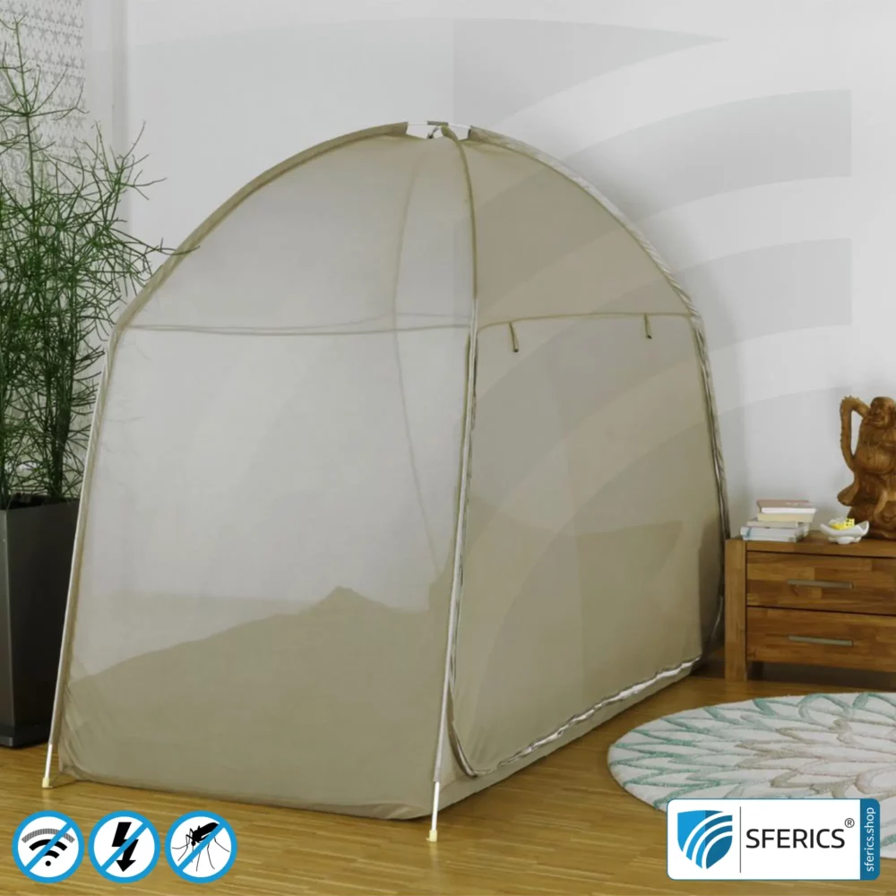 Shielding Tent SAFECAVE Single | anti electrosmog full protection | mobile radiation protection against WIFI, cell phone, LTE, 5G, ... with efficiency over 99.99% (42 dB) | free-standing, without ceiling suspension | groundable LF