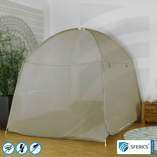 Shielding Tent SAFECAVE Superking | anti electrosmog full protection | mobile radiation protection against WIFI, cell phone, LTE, 5G, ... with efficiency over 99.99% (42 dB) | free-standing, without ceiling suspension | groundable LF