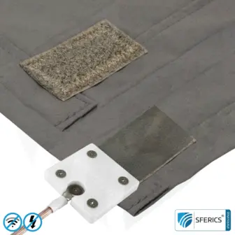 Shielding blanket in a set | mobile radiation protection against WIFI, cell phone, LTE, 5G, ... with efficiency over 99,99% (42 dB) | LF groundable 13 Shielding sleeping bag Electrosmog PRO | mobile radiation protection against WIFI, cell phone, LTE, 5G, ... with efficiency over 99.99% (42 dB) | free-standing, without ceiling suspension | LF groundable