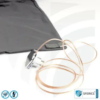 Shielding sleeping bag Electrosmog PRO | mobile radiation protection against WIFI, cell phone, LTE, 5G, ... with efficiency over 99,99% (42 dB) | LF groundable 28 Shielding sleeping bag Electrosmog PRO | mobile radiation protection against WIFI, cell phone, LTE, 5G, ... with efficiency over 99.99% (42 dB) | free-standing, without ceiling suspension | LF groundable