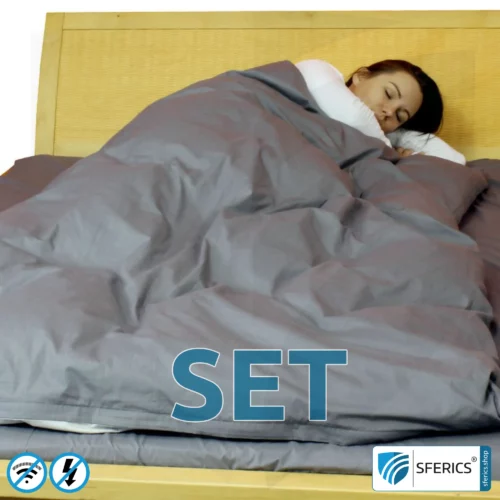 Shielding bed linen TBL in a set | mobile radiation protection against radio up to 99,99% (42 dB) | Groundable. Effective against 5G!
