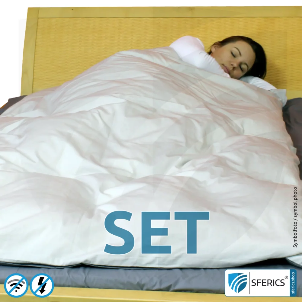 Shielding bed linen | mobile radiation protection against WIFI, cell phone, LTE, 5G, ... with efficiency over 99.99% (42 dB) | LF groundable